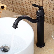 Kitchen Sink Faucet Modern Solid Brass Kitchen Sink Basin Mixer Tap Antique Black Hot and Cold Turn Black Sink Faucet - B07FZR9RH3
